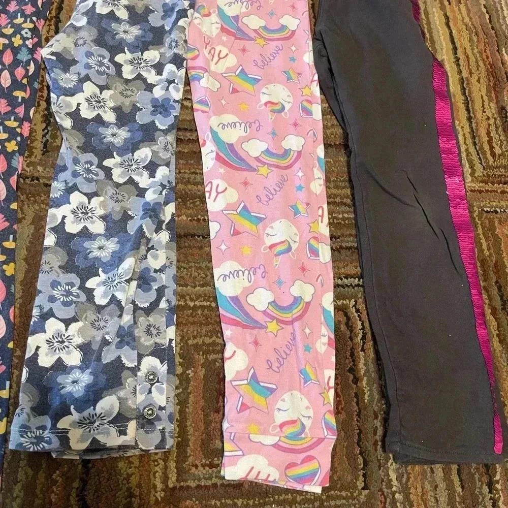 Set Of 9 Kids / Girls Leggings/ Pants T Shirts 5-8 Years carters H&M Place Klein - Picture 3 of 10